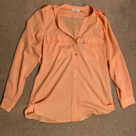 Calvin Klein Peach Blouse - Picture 3 of 8